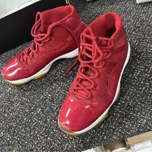Jordan 11 Red and White High-Top Sneakers